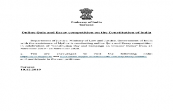 Online Quiz and Essay Competition on the Constitution of India